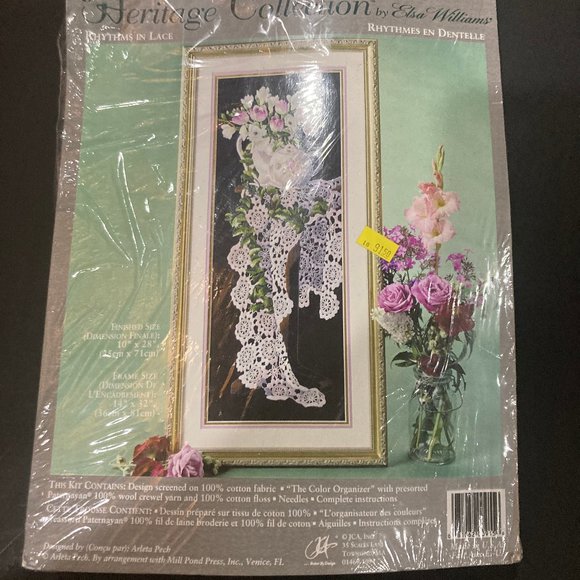 Heritage Collection By Elsa Williams Rhythms In Lace 00915 Embroidery Crewel Kit - Picture 1 of 5